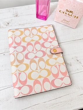 Coach Signature Pastel Pink Spiral Notebook Planner